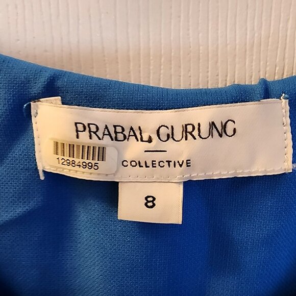 Prabal Gurung Blouse 8  Blue Asym Button Down  Draped Sleeve  Designer‎ - Picture 7 of 15